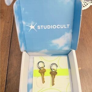 Studio Cult Gold Key Hoop Earrings - Gold and Silver